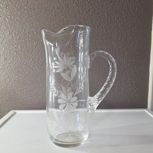 Elegant Clear Crystal Pitcher with Floral Design